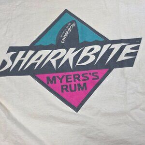 Vintage Sharkbite Myerss Rum Delta XL Graphic T-Shirt White Cotton Short Sleeve